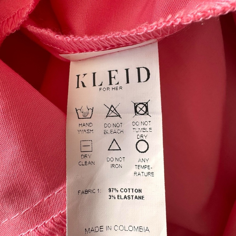 Kleid For Her Clementine Midi Dress Pink Button Down Poplin Bustier Pleated Sz L - Picture 6 of 7